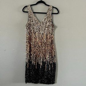 Sequin Glitter V Neck Mini Party Club Bodycon Dress | Size XL
